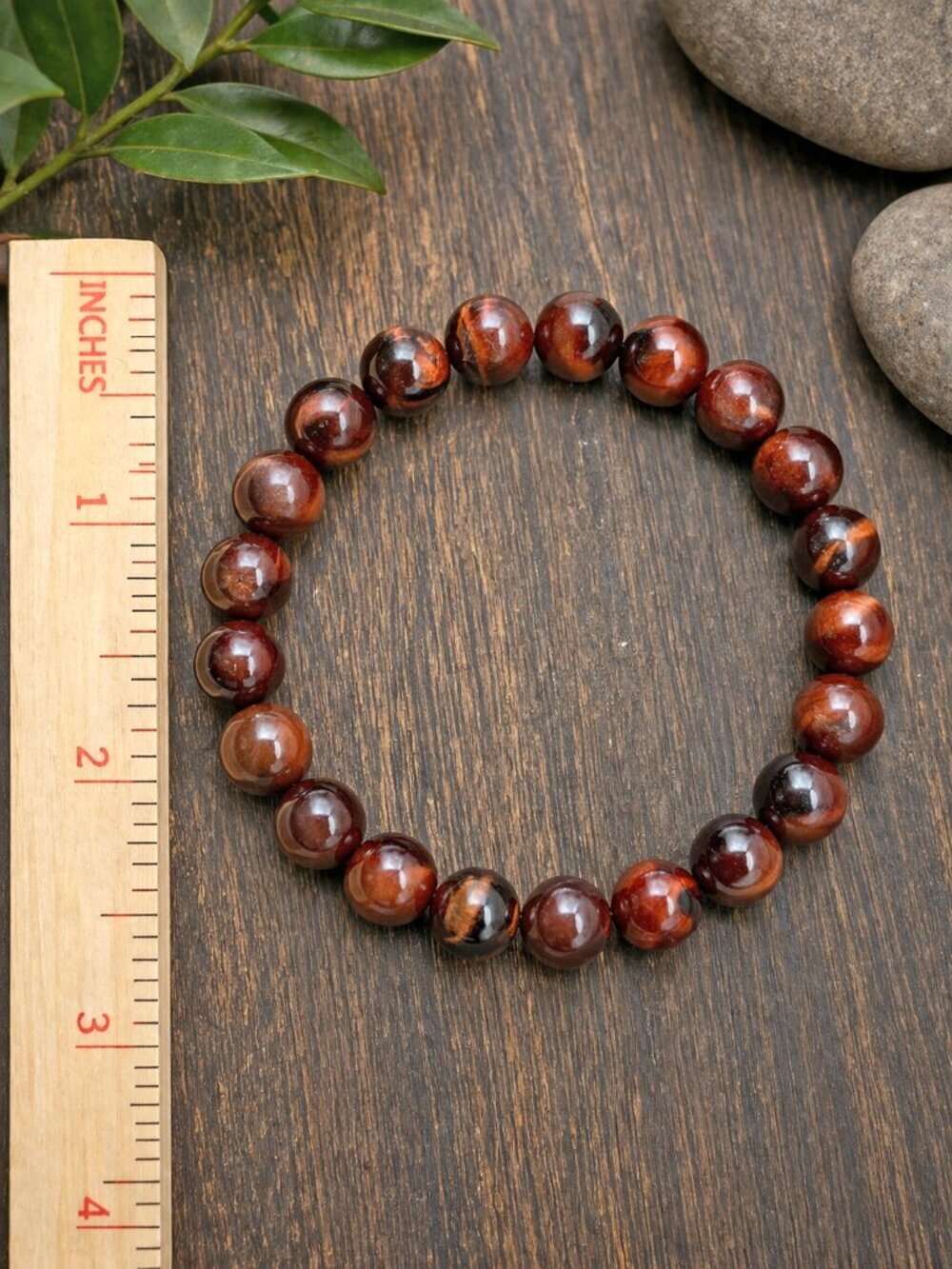 Red Tiger’s Eye Gemstone Stretch Bracelet | Handmade - Picture 7 of 7